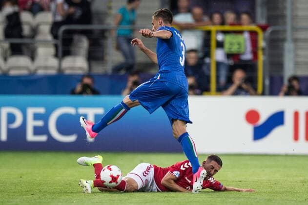 2017.06.18 KRAKOW MECZ GRUPA C MISTRZOSTWA EUROPY U-21 W PILCE NOZNEJ 2017: DANIA - WLOCHY --- 2017 UEFA EUROPEAN U21 U 21 CHAMPIONSHIP MATCH: DENMARK - ITALY FREDERIK HOLST DANIA DENMARK FOT JAKUB GRUCA FOKUSMEDIA. NEWSPIX.PL --- Newspix.pl FRANCE OUT!  GJ180617_035