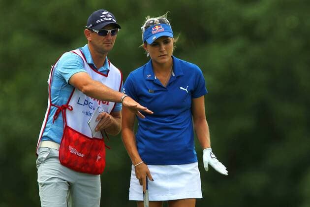 June 18, 2017 - Belmont, Michigan, United States - Lexi Thompson of Coral Springs, Florida reviews the 7th green with her caddy before putting during the final round of the Meijer LPGA Golf Damen Classic golf tournament at Blythefield Country Club in Belmont, MI, USA Sunday, June 18, 2017. Meijer LPGA Classic - Final Round  - ZUMAn230 20170618_zaa_n230_474 Copyright: xAmyxLemusx