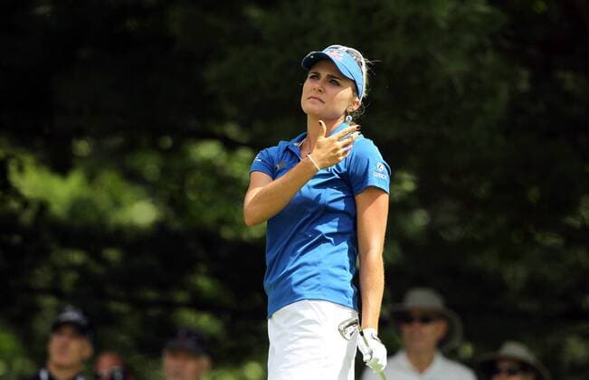 June 18, 2017 - Belmont, Michigan, United States - Lexi Thompson of the United States follows her tee shot on the second tee during the final round of the Meijer LPGA Golf Damen Classic golf tournament at Blythefield Country Club in Belmont, MI, USA Sunday, June 18, 2017. Meijer LPGA Classic - Final Round  - ZUMAn230 20170618_zaa_n230_490 Copyright: xJorgexLemusx