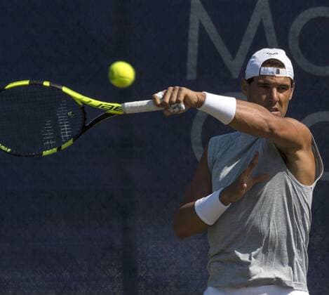 Spanish tennis player Rafa in action during a training session at the Mallorca Open tennis center in Palma Majorca, the Balearic Islands, Spain, on 19 June 2017. The 15 grand slam winner Rafa Nadal Nadal is preparing for the 2017 Wimbledon Championships that will be held at the All England Lawn Tennis and Croquet Club in Wimbledon from 03 July to 16 July. Rafa Nadal gets ready for Wimbledon !ACHTUNG: NUR REDAKTIONELLE NUTZUNG!  Copyright: xCATIxCLADERAx GRA251 20170619-636334806411763491