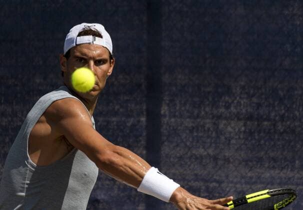 Spanish tennis player Rafa in action during a training session at the Mallorca Open tennis center in Palma Majorca, the Balearic Islands, Spain, on 19 June 2017. The 15 grand slam winner Rafa Nadal Nadal is preparing for the 2017 Wimbledon Championships that will be held at the All England Lawn Tennis and Croquet Club in Wimbledon from 03 July to 16 July. Rafa Nadal gets ready for Wimbledon !ACHTUNG: NUR REDAKTIONELLE NUTZUNG!  Copyright: xCATIxCLADERAx GRA251 20170619-636334807116094461