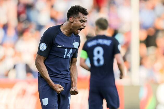 Bilder des Tages - SPORT Kielce, Polen, 19.06.2017, Laenderspiel, Gruppenphase - Under 21 European Championship EM Europameisterschaft Slowakei - England, Jacob Murphy (GBR) schlussjubel ( DeFodi507