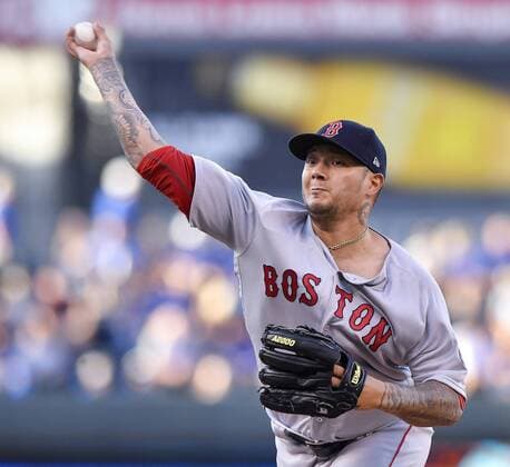 June 19, 2017 - Kansas City, MO, USA - Boston Red Sox starting pitcher Hector Velazquez throws against the Kansas City Royals on Monday, June 19, 2017 at Kauffman Stadium in Kansas City, Mo. Boston Red Sox vs. Kansas City Royals - ZUMAm67_ 20170619_zaf_m67_023 Copyright: xJohnxSleezerx
