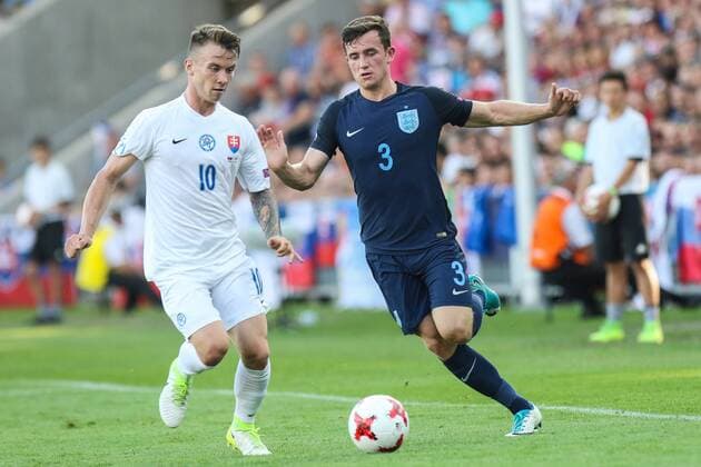 June 19, 2017 - Kielce, Poland - Ben Chilwell (ENG), Albert Rusnak (SLO) during the UEFA U-21 European Championship EM Europameisterschaft Group A football match Slovakia vs England in Kielce, Poland on June 19, 2017. Slovakia v England - 2017 UEFA European Under-21 Championship  - ZUMAn230 20170619_zaa_n230_472 Copyright: xFotoxOlimpikx