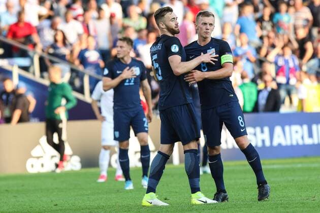 June 19, 2017 - Kielce, Poland - James Ward-Prowse (ENG), Calum Chambers (ENG) during the UEFA U-21 European Championship EM Europameisterschaft Group A football match Slovakia vs England in Kielce, Poland on June 19, 2017. Slovakia v England - 2017 UEFA European Under-21 Championship  - ZUMAn230 20170619_zaa_n230_488 Copyright: xFotoxOlimpikx