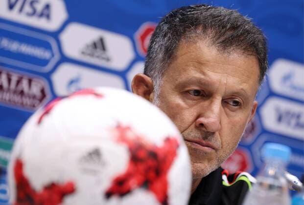 SOCHI, RUSSIA â€“ JUNE 20, 2017: Juan Carlos Osorio, head coach of the Mexican national football team, looks on at a news conference ahead of the upcoming 2017 FIFA Confederations Cup match against New Zealand. Artyom Korotayev TASS  TS053D2D