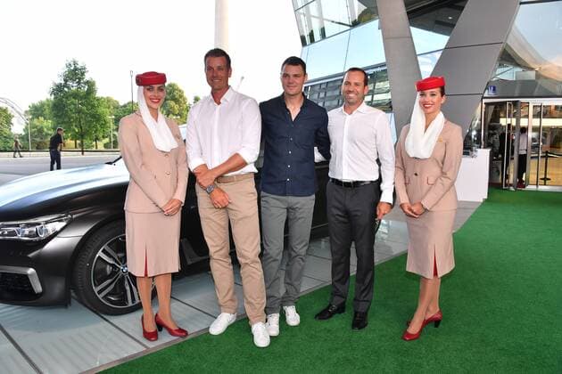Henrik Stenson, Martin Kaymer und Sergio Garcia BMW Major Champion Challenge Tee-Off Night BMW International Open 2017 BMW Welt München 20. Juni 2017