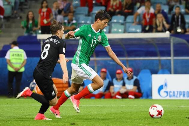 Juergen Damm (Mexiko, Mexico) gegen Michael McGlinchey (Neuseeland, New Zealand) - 21.06.2017: Mexiko vs. Neuseeland, Fisht Stadium Sotschi
