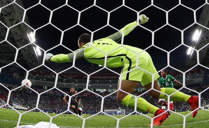 SOCHI, RUSSIA â€“ JUNE 21, 2017: New Zealand s goalkeeper Stefan Marinovic in action in their 2017 FIFA Confederations Cup Group A match against Mexico at Fisht Stadium. Mexico won the game 2-1.Artyom Korotayev TASS  TS05421A