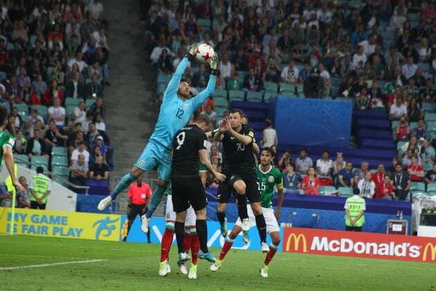 Of The Russian Federation. Sochi. Football. The FIFA Confederations Cup 2017. Mexico New Zealand. The Stadium Fischt. Alfredo Talavera and Chris Wood . MaksimxKonstantinov 