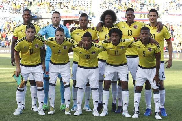 Colombia s team photo with Cristian Eduardo Zapata, David Ospina, Miguel Borja, Carlos Sanchez, Yerri Mina, Gio Moreno, James Rodriguez, Santiago Arias, Frank Fabra, Juan Guillermo Cuadrado and Wilmar Barrios during International Friendly Länderspiel match. June 13,2017. (201706131100)