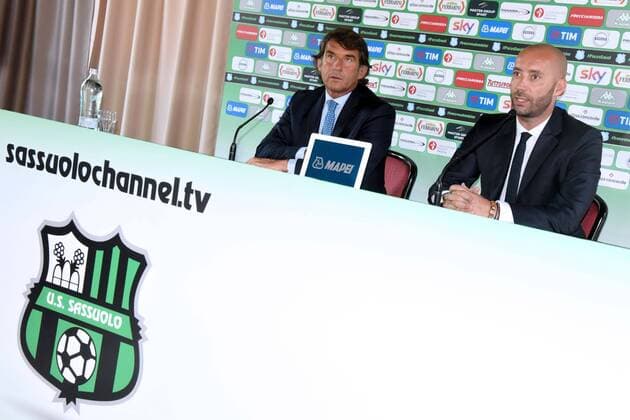 IPP20170621 Football - soccer: Serie A, press conference PK Pressekonferenz US Sassuolo Calcio, da sinistra Giovanni Carnevali - Amministratore delegato e direttore generale con Cristian Bucchi nuovo allenatore (Hinweis: Verwendung nur in Deutschland - only Germany) xHOCHxZWEIx xItalyxPhotoxPressx 