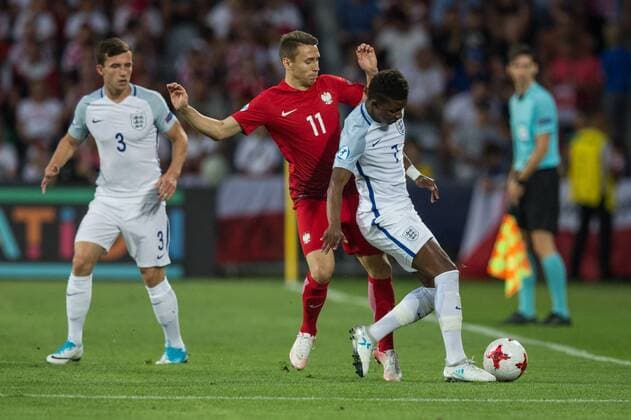 2017.06.22 KIELCE MECZ GRUPA A MISTRZOSTWA EUROPY U-21 W PILCE NOZNEJ 2017: ANGLIA - POLSKA --- 2017 UEFA EUROPEAN U21 U 21 CHAMPIONSHIP MATCH: ENGLAND - POLAND PRZEMYSLAW FRANKOWSKI DEMARAI GRAY FOT JAKUB GRUCA FOKUSMEDIA.COM.PL NEWSPIX.PL --- Newspix.pl  GJ220617_132