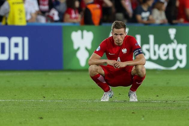 Kielce, Polen, 22.06.2017, Laenderspiel, Gruppenphase - Under 21 European Championship EM Europameisterschaft England - Polen, Tomasz Kedziora (POL) enttaeuscht, enttaeuschung ( DeFodi507