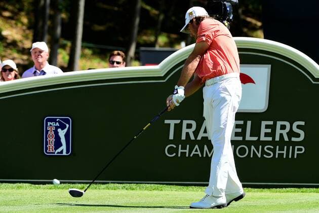 June 22, 2017:Alex Cejka, plays his shot from the 18th tee during the first round of the PGA Golf Herren Travelers Championship golf tournament held at TPC River Highlands in Cromwell CT. Cal Media PGA 2017: Travelers Championship JUN 22 - ZUMAc04_ 20170622_zaf_c04_090 Copyright: xEricxCanhax