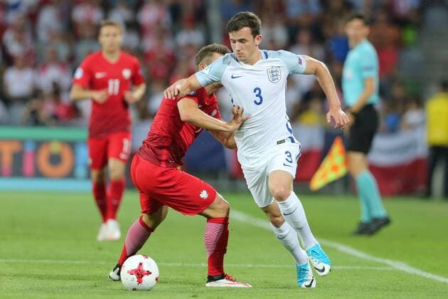 June 22, 2017 - Kielce, Poland - Karol Linetty (POL), Ben Chilwell (ENG), during the UEFA European Under-21 Championship Group A match between England and Poland at Kielce Stadium on June 22, 2017 in Kielce, Poland. England v Poland - 2017 UEFA European Under-21 Championship  - ZUMAn230 20170622_zaa_n230_382 Copyright: xFotoxOlimpikx