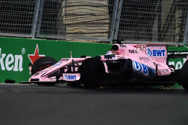 Unfall von Sergio Perez (Sahara Force India F1 Team), Grosser Preis von Aserbaidschan 2017, Freies Training, Motorsport, Formel 1, 23.06.2017, Baku Copyright: xAndre Eibner-Pressefotox EP_JAE