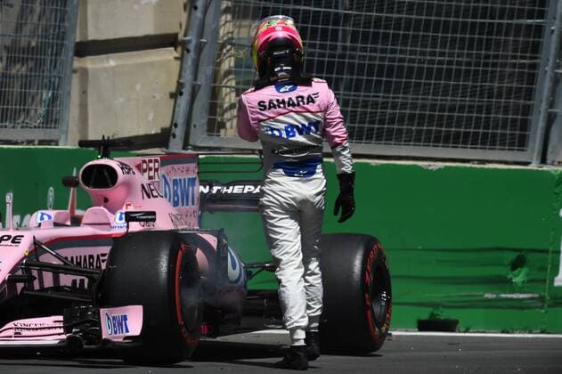 Unfall von Sergio Perez (Sahara Force India F1 Team), Grosser Preis von Aserbaidschan 2017, Freies Training, Motorsport, Formel 1, 23.06.2017, Baku Copyright: xAndre Eibner-Pressefotox EP_JAE