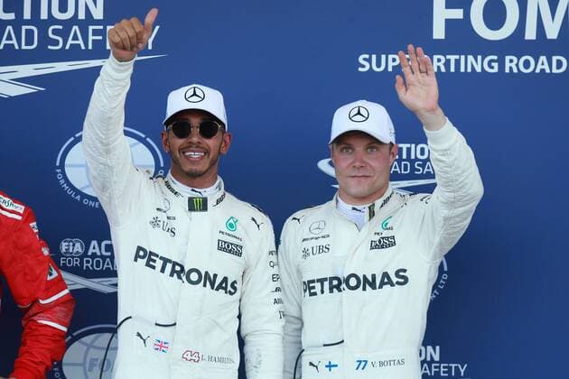 Motorsports: FIA Formula One World Championship WM Weltmeisterschaft 2017, Grand Prix of Europe, 44 Lewis Hamilton (GBR, Mercedes AMG Petronas Formula One Team), 77 Valtteri Bottas (FIN, Mercedes AMG Petronas) Baku Azerbaijan xHOCHxZWEIx