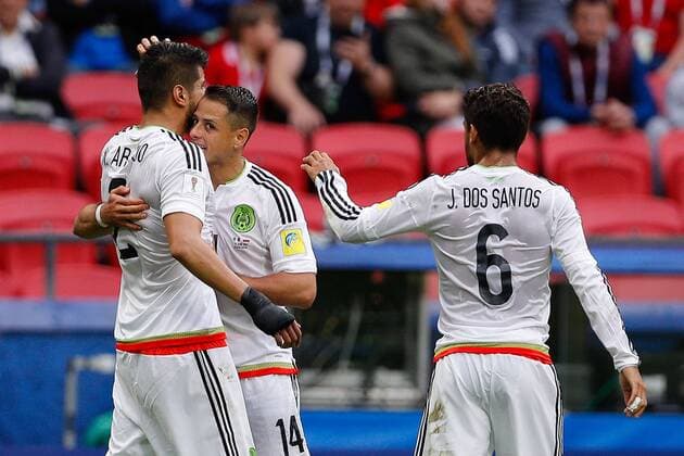 Mexico vs. Russia SAO PETERSBURGO, MO - 24.06.2017: MEXICO VS. RUSSIA - ARAUJO Nestor of Mexico celebrates after scoring a goal during Mexico-Russia match valid for the third round of the Confederations Cup 2017, this Saturday (24) held Arena Kazan in Kazan, Russia. (Photo: Marcelo Machado de Melo Fotoarena) x1343502x  MarceloxMachadoxdexMelo