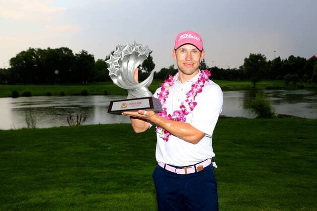 Bryden Macpherson of Australia poses with his trophy after winning the final round of the 2017 Fragrant Hills International Beijing Open golf tournament in Beijing, China, 25 June 2017. Australian golfer Bryden Macpherson ranked the top on the China Tour Order of Merit this week when the second event of the newly formed circuit s 2017 season gets underway in Beijing. The Tour recently cut ties with the PGA Golf Herren TOUR and is now run by the China Golf Association with ties to both the European and Asian Tours. The Fragrant Hills International Beijing Open, which is the second stop on the China Tour, is set to welcome 141 players from 17 countries when it tees off from June 22-25. Bryden Macpherson titles Fragrant Hills International Beijing Open  20170625_32387