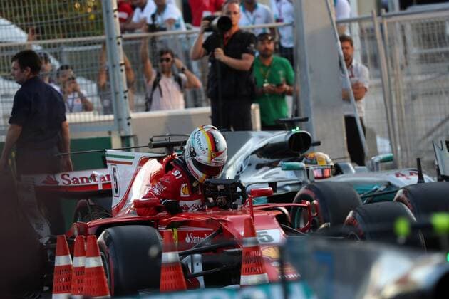 Azerbaijan Grand Prix, Baku 22 - 25 June 2017 25.06.2017 - Race, Sebastian Vettel (GER) Scuderia Ferrari SF70H and Lewis Hamilton (GBR) Mercedes AMG F1 W08 