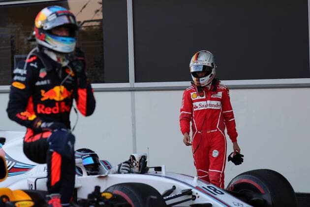 Azerbaijan Grand Prix, Baku 22 - 25 June 2017 25.06.2017 - Race, Daniel Ricciardo (AUS) Red Bull Racing RB13 race winner and Sebastian Vettel (GER) Scuderia Ferrari SF70H 