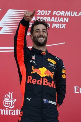 Daniel Ricciardo (Red Bull Racing) jubelt, Grosser Preis von Aserbaidschan 2017, Rennen, Motorsport, Formel 1, 25.06.2017, Baku Copyright: xAndre Eibner-Pressefotox EP_JAE