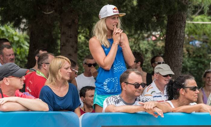 FIVB World Tour - swatch MAJOR SERIES - Porec Major; 28.06.2017 Karla Borger, Zuschauerin beim Spiel ihrer Partnerin Margareta Kozuch mit Laura Ludwig; FIVB World Tour - swatch MAJOR SERIES - Porec Major am 28.06.2017,Porec (Kroatien). xPWx