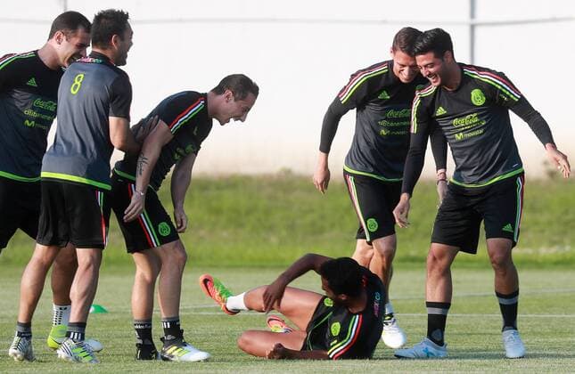 SOCHI, RUSSIA - JUNE 28, 2017: Players of the Mexican men s national football team seen during a training session ahead of the 2017 FIFA Confederations Cup semifinal match against Germany. The game is scheduled for June 29, 2017. Sergei Fadeichev TASS  TS055376