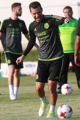 SOCHI, RUSSIA - JUNE 28, 2017: Rafael Marquez of the Mexican men s national football team seen during a training session ahead of the 2017 FIFA Confederations Cup semifinal match against Germany. The game is scheduled for June 29, 2017. Sergei Fadeichev TASS  TS05537C
