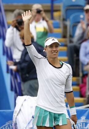 June 28th 2017, Devonshire Park, Eastbourne, England; Aegon International Eastbourne; Day 3; Angelique Kerber (GER) versus Kristyna Pliskova (CZE); Kerber celebrates her victory as she won her 2nd round match 4-6 6-1 7-5 xHongboxChenx  ActionPlus11895021
