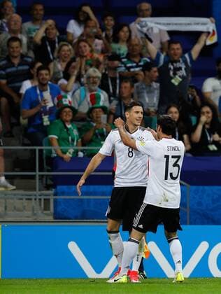 Germany vs Mexico SOCHI, SC - 29.06.2017: GERMANY VS MEXICO - GORETZKA Leon of Germany celebrates after scoring a goal during Germany-Mexico match valid for the semifinals of the 2017 Confederations Cup, this Thursday (29), held in the Olympic Stadium of Fisht (Olympic Sochi) in Russia (Photo: Marcelo Machado de Melo Fotoarena) x1347223x  MarceloxMachadoxdexMelo