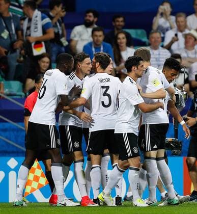 Germany vs Mexico SOCHI, SC - 29.06.2017: GERMANY VS MEXICO - GORETZKA Leon of Germany celebrates after scoring a goal during Germany-Mexico match valid for the semifinals of the 2017 Confederations Cup, this Thursday (29), held in the Olympic Stadium of Fisht (Olympic Sochi) in Russia (Photo: Marcelo Machado de Melo Fotoarena) x1347224x  MarceloxMachadoxdexMelo