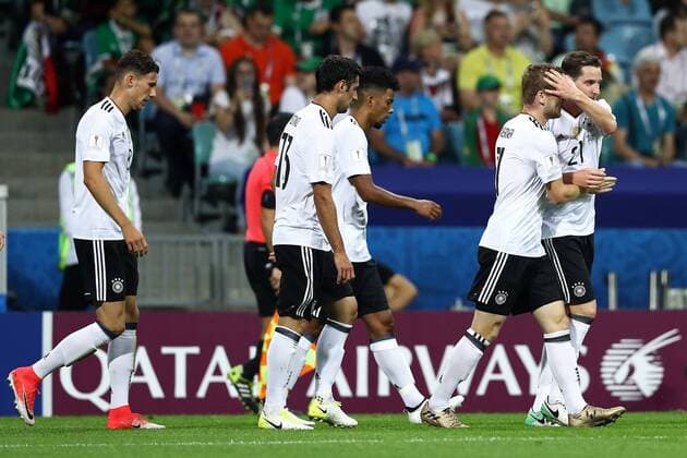 Germany vs Mexico SOCHI, SC - 29.06.2017: GERMANY VS MEXICO - Germany players celebrate goal during Germany-Mexico match valid for the semifinals of the 2017 Confederations Cup on Thursday (29th), held at the Sochi Olympic Stadium in Sochi, Russia. (Photo: Heuler Andrey DiaEsportivo Fotoarena) x1347263x  HeulerxAndrey