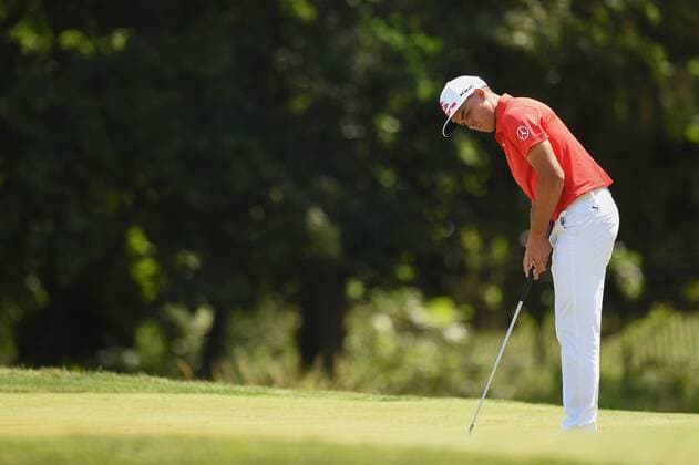 JUN 29, 2017 - Rickie Fowler (USA) putts on the third green during the opening round at the 2017 Quicken Loans National at the Tournament Players Club in Potomac MD. PGA Golf Herren 2017: Quicken Loans National JUN 29 - ZUMAcjm_ 20170629_zaf_cjm_006 Copyright: xJohnxMiddlebrookx