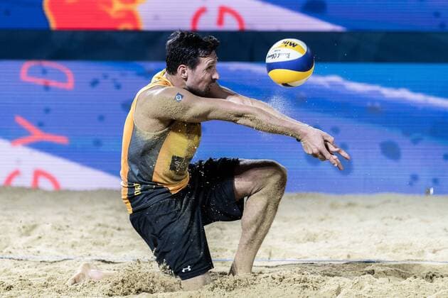 FIVB World Tour - swatch MAJOR SERIES - Porec Major; 29.06.2017 Jonathan Erdmann (GER); FIVB World Tour - swatch MAJOR SERIES - Porec Major am 29.06.2017,Porec (Kroatien). xPWx