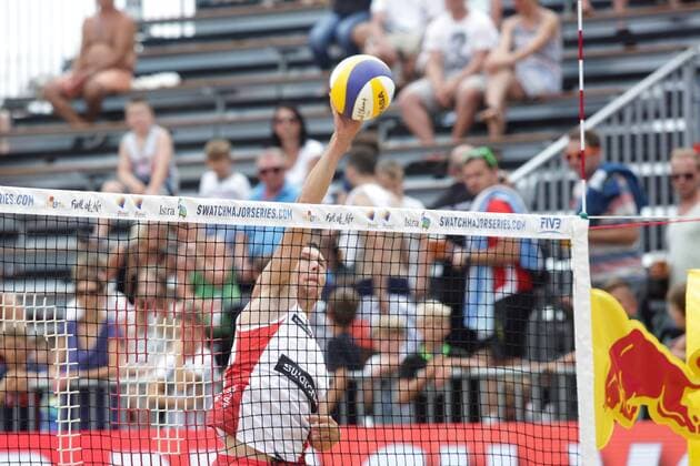 PXL_Swatch Beach volleyball Beachvolleyball Mayor Series in Porec 30.06.2017., Porec, Croatia - Swatch Beach Volleyball Mayor Series, match Perisic Dell Orco of Croatia against Gibb Crabb of USA. Ivan Perisic.  LukaxStanzl PIXSELL