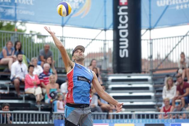 Volleyball Major USA vs CHI - Porec, Croatia 30.06.2017., Porec, Croatia - Swatch Beach volleyball Beachvolleyball Major Series. Phil Dalhausser Nick Lucena (USA) - Marco Grimalt Esteban Grimalt (Chile).  LukaxStanzl PIXSELL