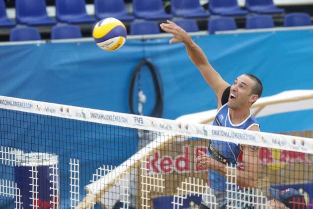 Volleyball Major USA vs CHI - Porec, Croatia 30.06.2017., Porec, Croatia - Swatch Beach volleyball Beachvolleyball Major Series. Phil Dalhausser Nick Lucena (USA) - Marco Grimalt Esteban Grimalt (Chile).  LukaxStanzl PIXSELL