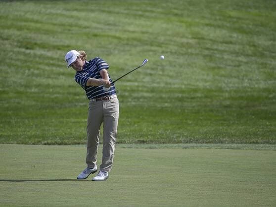 POTOMAC, MD - JUNE 30: Zac Blair takes his second shot on the 1st hole during the second round of the Quicken Loans National on June 30, 2017 at TPC Potomac at Avenel Farm in Potomac, MD.(Photo by Justin Cooper Icon Sportswire) GOLF: JUN 30 PGA Golf Herren - Quicken Loans National - Second Round Icon170630037 EDITORIAL USE ONLY