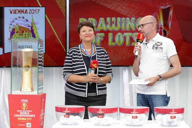 The FIVB Beach volleyball Beachvolleyball World Championships Vienna 2017 Drawing of Lots 01.07.2017., Croatia, Porec - The FIVB Beach Volleyball World Championships Vienna 2017 Drawing of Lots took placee place during the Porec Major series event. Renate Brauner.  LukaxStanzl PIXSELL