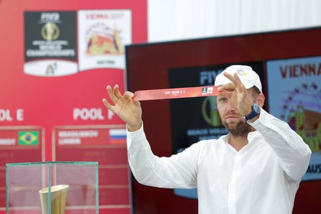 The FIVB Beach volleyball Beachvolleyball World Championships Vienna 2017 Drawing of Lots 01.07.2017., Croatia, Porec - The FIVB Beach Volleyball World Championships Vienna 2017 Drawing of Lots took placee place during the Porec Major series event. Julius Brink.  LukaxStanzl PIXSELL