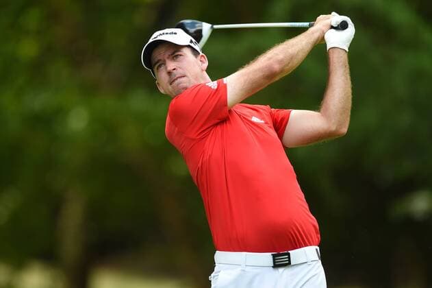 JUL 01, 2017 - Nick Taylor (USA) hits his tee shot on the seventh hole during the third round at the 2017 Quicken Loans National at the Tournament Players Club in Potomac MD. PGA Golf Herren 2017: Quicken Loans National JUL 01 - ZUMAcjm_ 20170701_zaf_cjm_030 Copyright: xJohnxMiddlebrookx