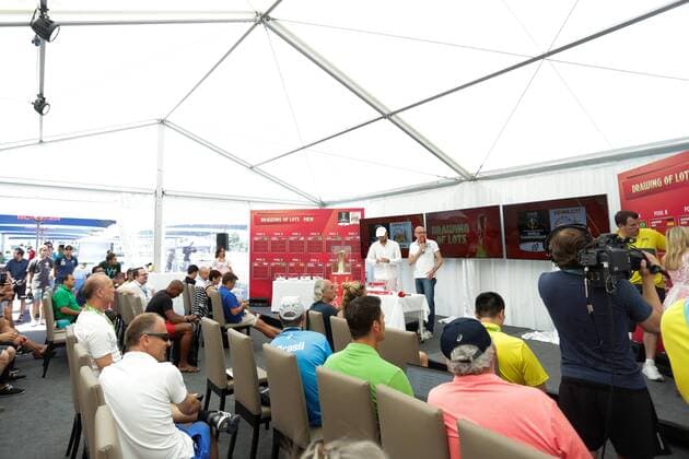 01.07.2017, Porec, CRO, FIVB World Tour, Beachvolleyball Major Series, Porec, Auslosung der Begegnungen fuer die bevorstehende Beachvolleyball WM in Wien, im Bild ?bersicht during drawing encounters for the upcoming Beach volleyball Beachvolleyball World Championship WM Weltmeisterschaft in Vienna as a side event of the FIVB World Tour Major Series Tournament in Porec, Croatia on 2017 07 01. Porec  EX_PIXS  