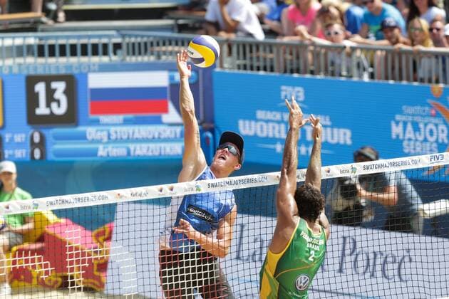 Beach volleyball Beachvolleyball Major Series - Men semifinal - Carvalhaes Solberg vs Stoyanovskiy Yarzutkin 01.07.2017., Porec, Croatia - Volleyball Tournament Swatch Beach Volleyball Major Series. The Men semifinal match between Gustavo Albrecht Carvalhaes and Pedro Solberg of Brazil against Oleg Stoyanovskiy and Artem Yarzutkin of Russia. Carvalhaes and Solber won 2:0 Artem Yarzutkin, Pedro Solberg.  LukaxStanzl PIXSELL