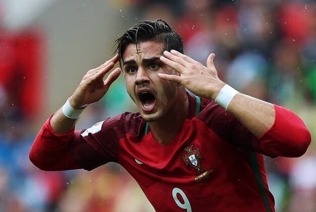 MOSCOW, RUSSIA â€“ JULY 2, 2017: Portugalâ€™s Andre Silva in their 2017 FIFA Confederations Cup third place football match against Germany at Otkrytie Arena. Sergei Savostyanov TASS  TS055C53