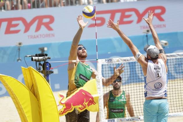 Beach volleyball Beachvolleyball Major Series - Men semifinal - Nicolai Lupo vs Cerutti Bruno Schmidt 02.07.2017., Porec, Croatia - Volleyball Tournament Swatch Beach Volleyball Major Series. The Men semifinal match between Paolo Nicolai and Daniele Lupo of Italy against Alison Cerutti and Bruno Oscar Schmidt of Brazill. Nicolai and Lupo won 2:1. Alison Cerutti.  LukaxStanzl PIXSELL