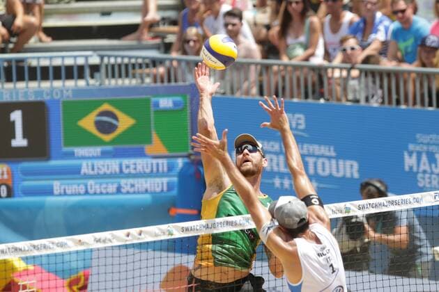 Beach volleyball Beachvolleyball Major Series - Men semifinal - Nicolai Lupo vs Cerutti Bruno Schmidt 02.07.2017., Porec, Croatia - Volleyball Tournament Swatch Beach Volleyball Major Series. The Men semifinal match between Paolo Nicolai and Daniele Lupo of Italy against Alison Cerutti and Bruno Oscar Schmidt of Brazill. Nicolai and Lupo won 2:1. Alison Cerutti.  LukaxStanzl PIXSELL