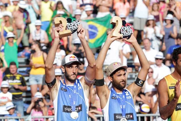 Swatch Beach volleyball Beachvolleyball Major Series, Awarding medals 02.07.2017., Croatia, Porec - Volleyball Tournament Swatch Beach Volleyball Major Series. Awarding medals. First place was won by Brazil (Pedro Solbe Guto Carval), Italy second (Lupo Nicolai) and Brazil third (Alison Bruno). Daniele Lupo, Paolo Nicolai.  LukaxStanzl PIXSELL